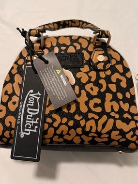 Von Dutch Cheetah Orange Bowling Bag Mini